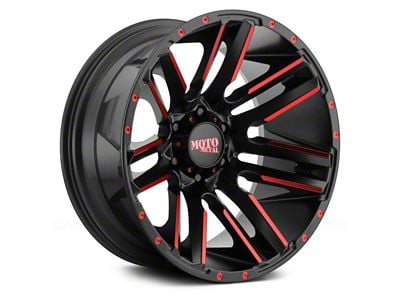 Moto Metal Razor Satin Black Machined with Red Tint 8-Lug Wheel; 20x10; -24mm Offset (11-16 F-350 Super Duty SRW)