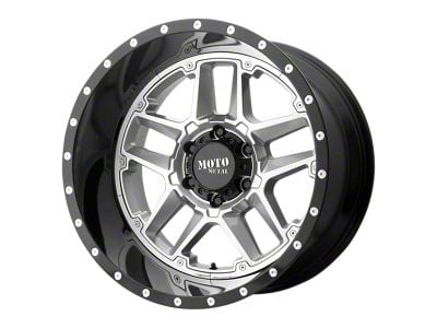 Moto Metal Sentry Gloss Silver Center with Gloss Black Lip 6-Lug Wheel; 20x12; -44mm Offset (14-18 Sierra 1500)