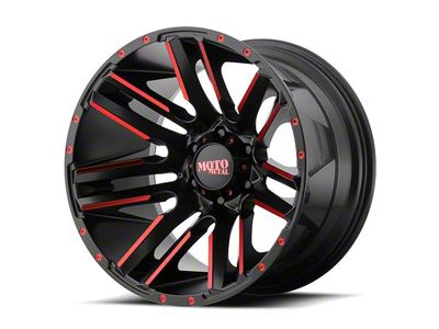 Moto Metal Razor Satin Black Machined Red Tint 6-Lug Wheel; 20x10; -24mm Offset (14-18 Silverado 1500)