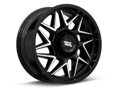 Moto Metal Turbine Gloss Black with Machined Face 8-Lug Wheel; 20x9; 20mm Offset (15-19 Silverado 3500 HD SRW)