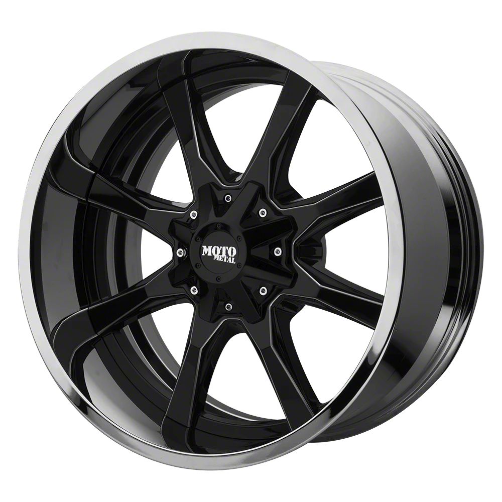 Moto Metal Yukon MO201 Gloss Black Milled Center with Chrome Lip 6-Lug ...