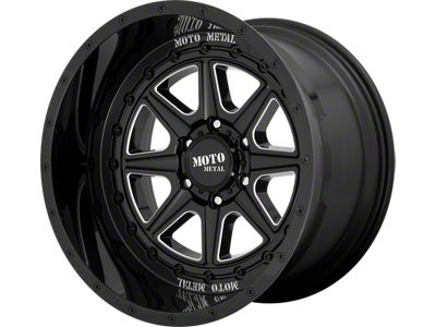 Moto Metal MO801 Phantom Gloss Black Milled 6-Lug Wheel; 22x12; -44mm Offset (99-06 Silverado 1500)