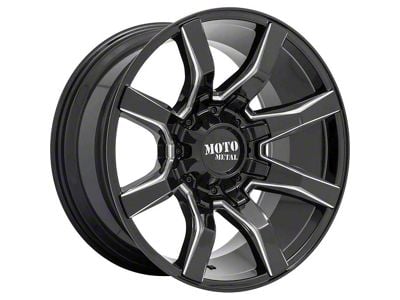 Moto Metal MO804 Spider Gloss Black Milled 8-Lug Wheel; 20x10; 12mm Offset (20-24 Silverado 3500 HD SRW)