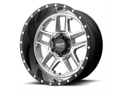 Moto Metal MO987 Sentry Gloss Silver Center with Gloss Black Lip 5-Lug Wheel; 20x12; -44mm Offset (94-01 RAM 1500)