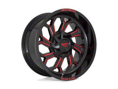 Moto Metal MO999 Gloss Black Milled with Red Tint 5-Lug Wheel; 20x10; -18mm Offset (94-01 RAM 1500)