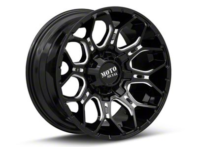 Moto Metal Sniper Gloss Black Milled 5-Lug Wheel; 20x10; -18mm Offset (94-01 RAM 1500)