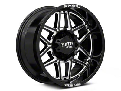 Moto Metal Folsom Gloss Black Milled 8-Lug Wheel; 22x10; -18mm Offset (94-02 RAM 3500 SRW)