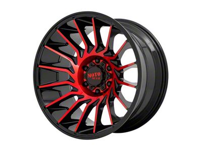 Moto Metal MO807 Gloss Black with Red Machined 8-Lug Wheel; 22x12; -44mm Offset (94-02 RAM 3500 SRW)