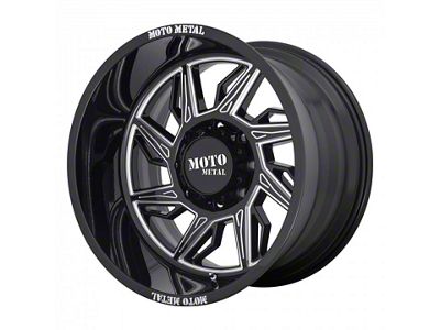 Moto Metal MO997 Hurricane Gloss Black Milled 8-Lug Wheel; Driver Side; 22x12; -44mm Offset (94-02 RAM 3500 SRW)