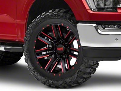 Moto Metal Razor Satin Black Machined Red Tint 6-Lug Wheel; 20x10; -24mm Offset (21-25 F-150)