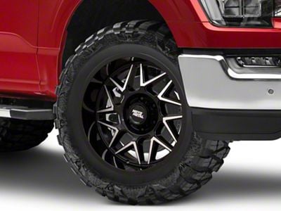 Moto Metal Turbine Gloss Black with Machined Face 6-Lug Wheel; 20x9; 1mm Offset (21-25 F-150)