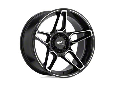 Moto Metal Fang Gloss Black Machined 8-Lug Wheel; 20x9; 0mm Offset (23-24 F-350 Super Duty SRW)