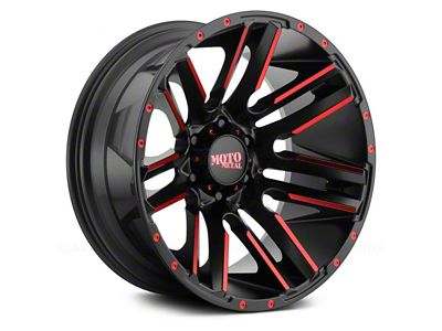 Moto Metal Razor Satin Black Machined with Red Tint 8-Lug Wheel; 20x10; -24mm Offset (23-24 F-350 Super Duty SRW)