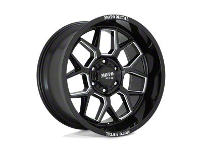 Moto Metal Banshee Gloss Black Milled 5-Lug Wheel; 20x10; -18mm Offset (02-08 RAM 1500, Excluding Mega Cab)