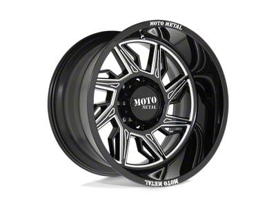 Moto Metal Hurricane Gloss Black Milled 8-Lug Wheel; Right Directional; 20x10; -18mm Offset (06-08 RAM 1500 Mega Cab)