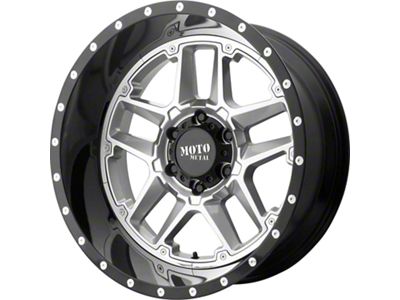 Moto Metal Sentry Gloss Silver Center with Gloss Black Lip 6-Lug Wheel; 22x10; -18mm Offset (19-23 Ranger)