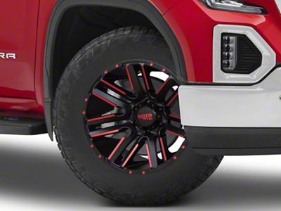 Moto Metal Razor Satin Black Machined Red Tint 6-Lug Wheel; 20x10; -24mm Offset (19-25 Sierra 1500)