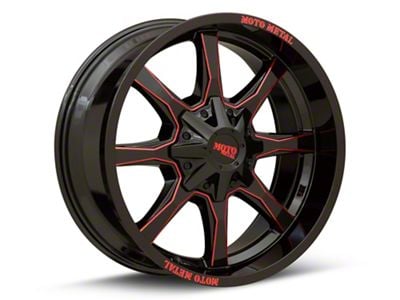 Moto Metal MO970 Gloss Black Milled with Red Tint 8-Lug Wheel; 20x9; 0mm Offset (07-10 Sierra 2500 HD)