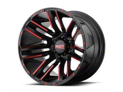 Moto Metal MO978 Razor Satin Black Machined with Red Tint 8-Lug Wheel; 20x10; -24mm Offset (07-10 Sierra 2500 HD)