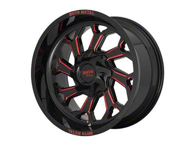 Moto Metal MO999 Gloss Black Milled with Red Tint 6-Lug Wheel; 20x10; -18mm Offset (19-24 Silverado 1500)