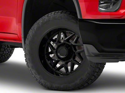 Moto Metal Turbine Gloss Black 8-Lug Wheel; 20x9; 1mm Offset (20-25 Silverado 3500 HD SRW)