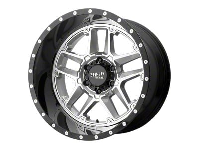 Moto Metal Sentry Gloss Silver Center with Gloss Black Lip 6-Lug Wheel; 20x12; -44mm Offset (21-24 Yukon)