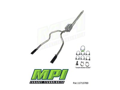 MPI Exhaust Technologies Stainless Steel Performance Series Clamp-On Dual Exhaust System with Black Tips; Rear Exit (99-06 4.8L Sierra 1500)