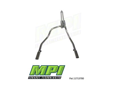 MPI Exhaust Technologies Turbo Series Clamp-On Dual Exhaust System with Polished Bright Chrome Tips; Rear Exit (20-24 6.6L Gas Sierra 2500 HD)