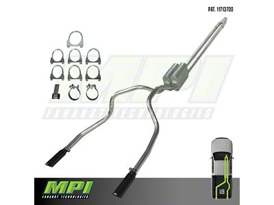 MPI Exhaust Technologies Performance Series Clamp-On Dual Exhaust System with Black Tips; Rear Exit (19-24 5.7L RAM 1500)