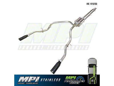 MPI Exhaust Technologies Stainless Steel Performance Series Clamp-On Dual Exhaust System with Black Tips; Rear Exit (19-24 5.7L RAM 1500)