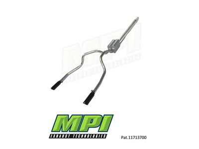 MPI Exhaust Technologies Stainless Steel Performance Series Clamp-On Dual Exhaust System with Black Tips; Rear Exit (19-24 5.3L Sierra 1500 w/o Factory Dual Exhaust)