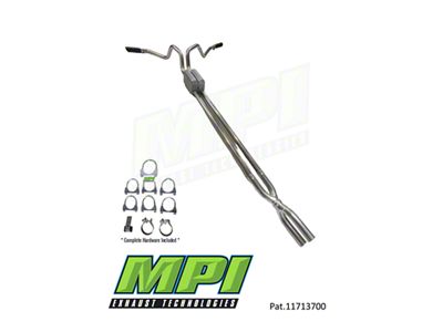 MPI Exhaust Technologies Stainless Steel Performance Series Clamp-On Dual Exhaust System with Black Tips; Side Exit (07-13 5.3L Sierra 1500)