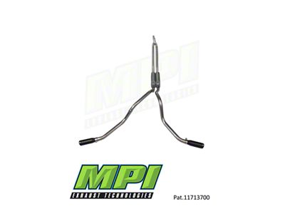 MPI Exhaust Technologies Stainless Steel Performance Series Clamp-On Dual Exhaust System with Black Tips; Side Exit (14-18 5.3L Sierra 1500)