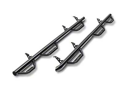 N-Fab Wheel 2 Wheel Bed Access Nerf Side Step Bars; Gloss Black (17-24 F-350 Super Duty SuperCrew w/ 6-3/4-Foot Bed)