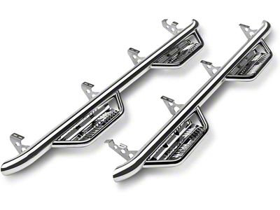 N-Fab Wheel 2 Wheel Podium Nerf Side Step Bars; Polished Stainless (10-14 RAM 2500 Crew Cab w/ 6.4-Foot Box)