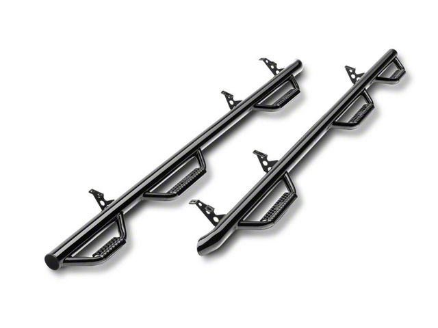 N-Fab Wheel 2 Wheel Bed Access Nerf Side Step Bars; Gloss Black (03-09 RAM 3500 Quad Cab w/ 6.4-Foot Box)