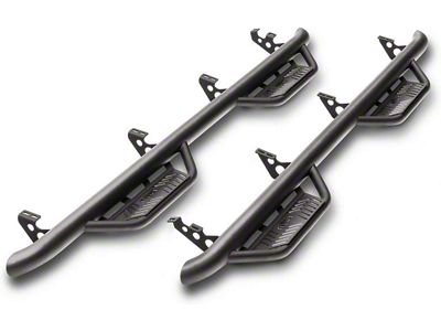 N-Fab Wheel 2 Wheel Podium Nerf Side Step Bars; Textured Black (10-18 RAM 3500 Crew Cab w/ 6.4-Foot Box)