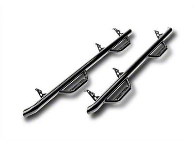 N-Fab Cab Length Nerf Side Step Bars; Gloss Black (20-24 Sierra 3500 HD Double Cab)