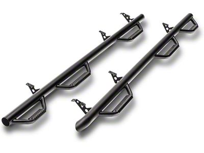 N-Fab Wheel 2 Wheel Bed Access Nerf Side Step Bars; Textured Black (17-19 Silverado 2500 HD Crew Cab w/ 8-Foot Long Box)