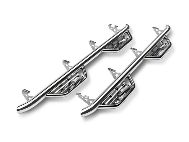 N-Fab Cab Length Podium Nerf Side Step Bars; Polished Stainless (07-14 Silverado 3500 HD Crew Cab)