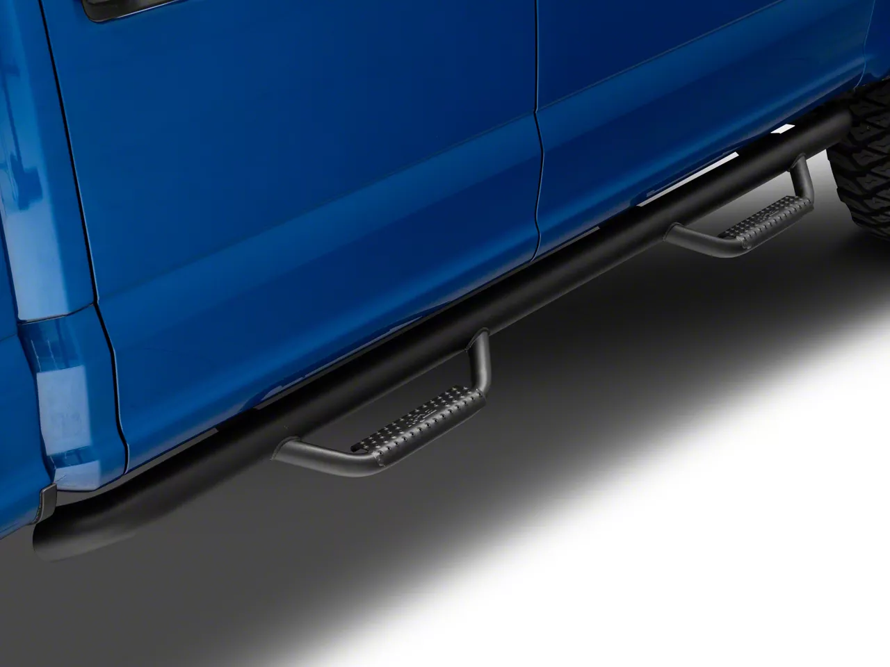 NFab F150 Cab Length Nerf Side Step Bars; Textured Black F1585CCTX