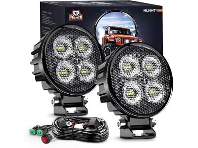3-Inch Round LED Pod Lights; Flood Beam (Universal; Some Adaptation May Be Required)