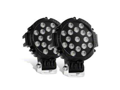 7-Inch Black Round LED Work Lights; Flood Beam (Universal; Some Adaptation May Be Required)