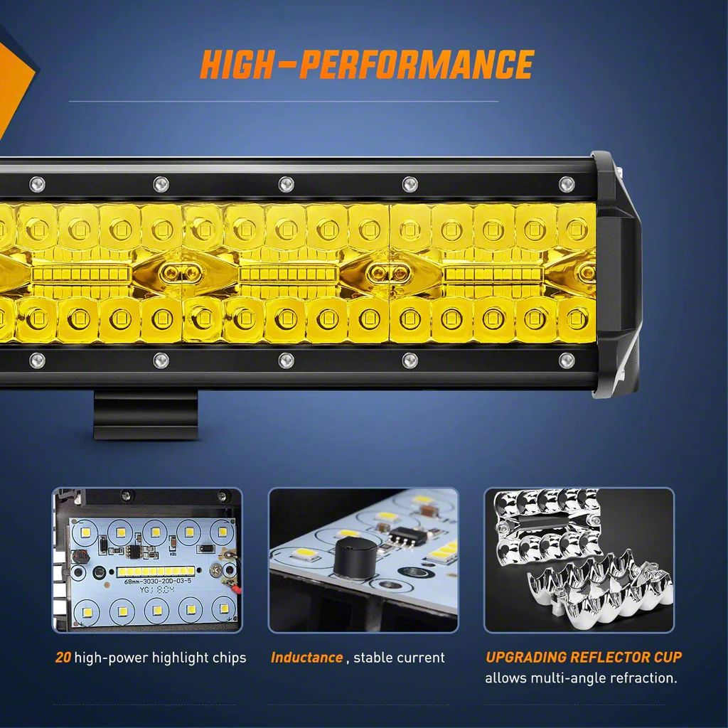 F-150 20-Inch Triple Row LED Light Bar; Spot/Flood Combo Beam; Amber ...