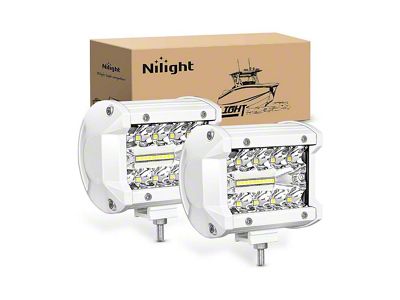 4-Inch White LED Lights; Spot/Flood Combo Beam (Universal; Some Adaptation May Be Required)
