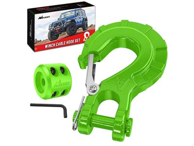 Forged Steel Winch Hook; Lime Green