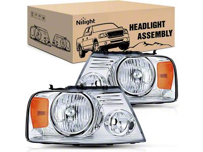 OE Style Headlights with Amber Corners; Chrome Housing; Clear Lens (04-08 F-150)
