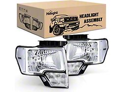 OE Style Headlights with Clear Corners; Chrome Housing; Clear Lens (09-14 F-150 w/ Factory Halogen Headlights)