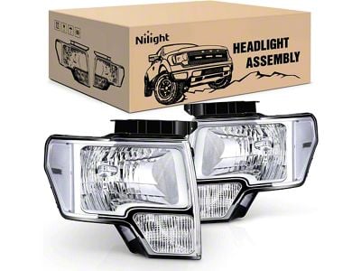 OE Style Headlights with Clear Corners; Chrome Housing; Clear Lens (09-14 F-150 w/ Factory Halogen Headlights)