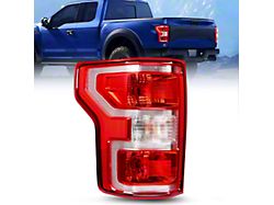 OE Style Tail Light; Chrome Housing; Red Lens; Driver Side (18-20 F-150 w/ Factory Halogen Non-BLIS Tail Lights)